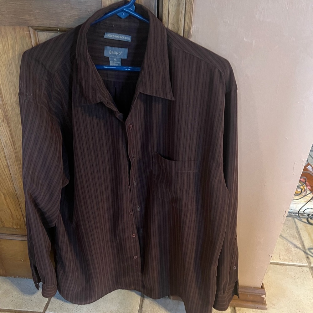 Bruno Sueded LS Brown Mens Shirt